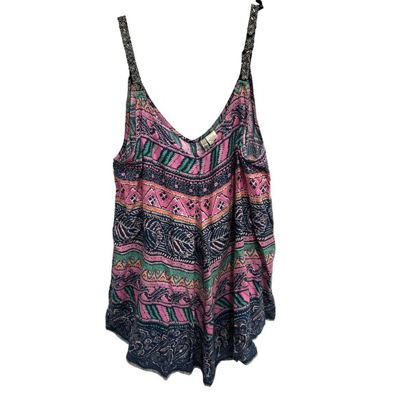 Japna NWT Bohemian Style Multicolor Sleeveless Camisole Top Ethnic Print Sz Smal - Picture 1 of 8